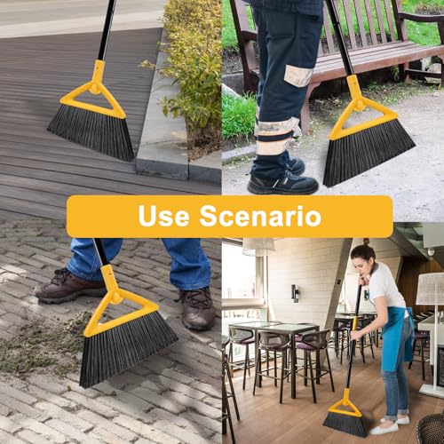 Heavy Duty Yellow Angle Broom with Long Handle - 2 Pack - color: 2pack Yellow