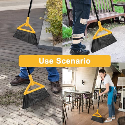 Heavy Duty Yellow Angle Broom with Long Handle - 2 Pack - color: 2pack Yellow