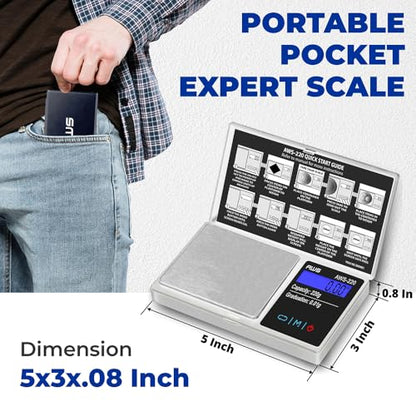 Series Digital Pocket Weight Scale 600g x 0.1g |Digital Gram Scale Small Scale Mini Food Scale Jewelry Scale Ounces/Grains Scale, Easy to Carry - AMERICAN WEIGH SCALES (Silver, 220g x 0.01g) - color: Silver, size: 220g x 0.01g