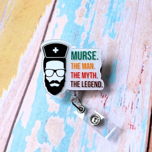 Murse Badge Reel Male Men Nurse Badge Reel ID Retractable Holder Alligator Clip Lanyard Nursing Nurses Reels Gift Funny Doctor Students Graduation Appreciation Supplies Week Accessories Office Gifts - style: Murse