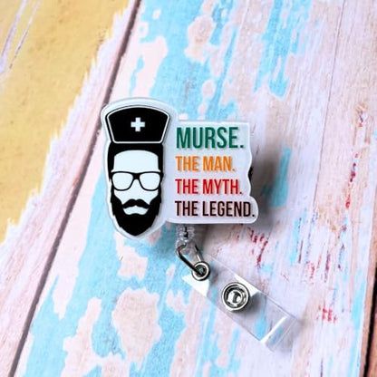 Murse Badge Reel Male Men Nurse Badge Reel ID Retractable Holder Alligator Clip Lanyard Nursing Nurses Reels Gift Funny Doctor Students Graduation Appreciation Supplies Week Accessories Office Gifts - style: Murse