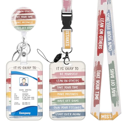 Teacher Lanyard with Retractable Badge Reel, Detachable Id Holder - color: Inspirational Quote