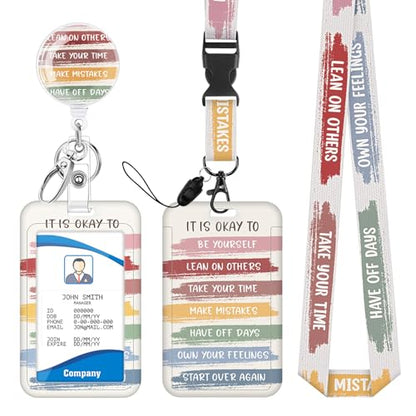 Teacher Lanyard with Retractable Badge Reel, Detachable Id Holder - color: Inspirational Quote