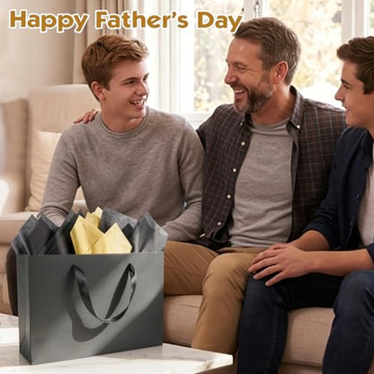 Epoesch 4 Pack Medium Black Gift Bags with Handles and 12 Tissue Papers - color: Black Gift Bags