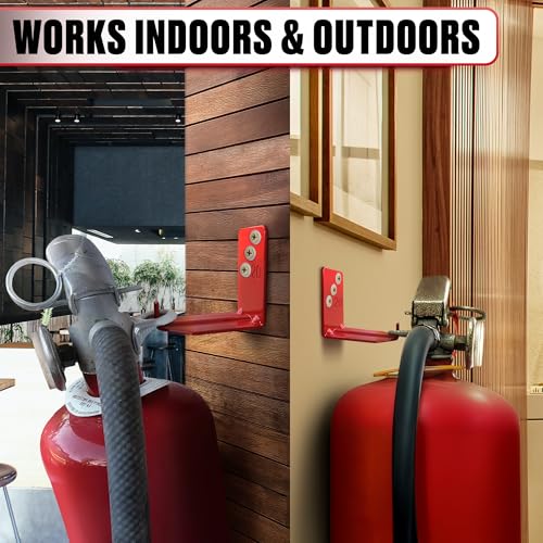 4 Pcs Fire Extinguisher Mount Brackets, 2.36 x 1.57 x 2.36 in (Red) - size: 2,36 * 2,36 * 1,57 in