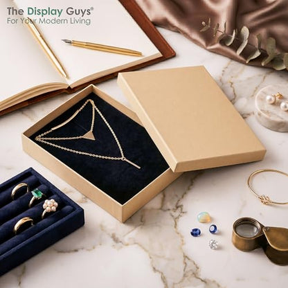 TheDisplayGuys 12-pack Cardboard Gift Boxes w. Velvet Jewelry Insert & Lids - color: Kraft Brown