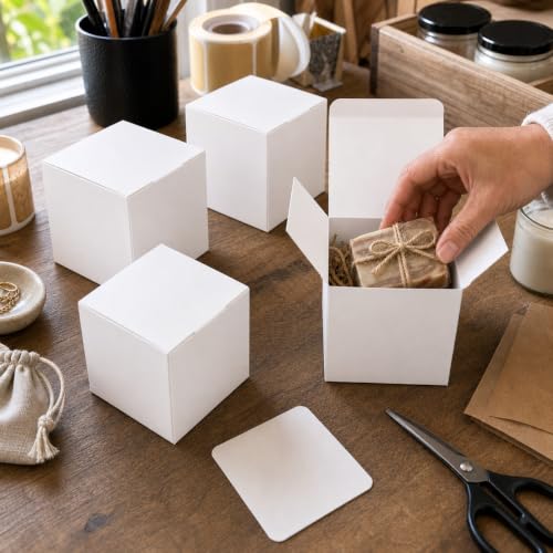 Aosric White Gift Boxes with Lids 4x4x4 Inch, 24 Pack - color: White