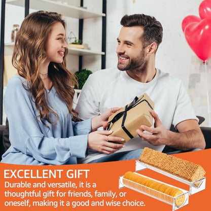 2Pcs Cracker Tray for Serving, Acrylic Biscuit Stand Cracker Server Holder, Rectangular Clear Food Display Holder for Countertop, Home, Wedding Parties and Events