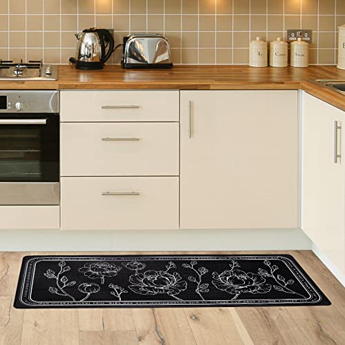 ROTTOGOON Kitchen Floor Mat Set of 2, Anti Fatigue Kitchen Rugs Black - color: Black, size: 17"x47"+17"x29"