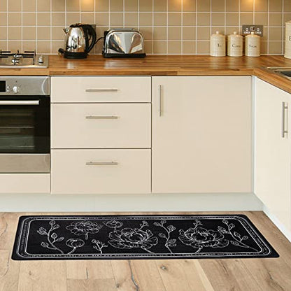 ROTTOGOON Kitchen Floor Mat Set of 2, Anti Fatigue Kitchen Rugs Black - color: Black, size: 17"x47"+17"x29"