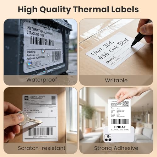 Direct Thermal Label White Vinyl 4 x 6 Inch Printer Sticker 250 PCS - color: White