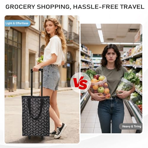 Small Rolling Shopping Cart with Wheels, Foldable & Portable