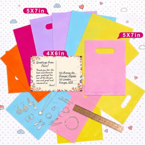 Maitys Pink 300 Pcs Small Plastic Bags with Handles 5x7 for Business - color: Pink
