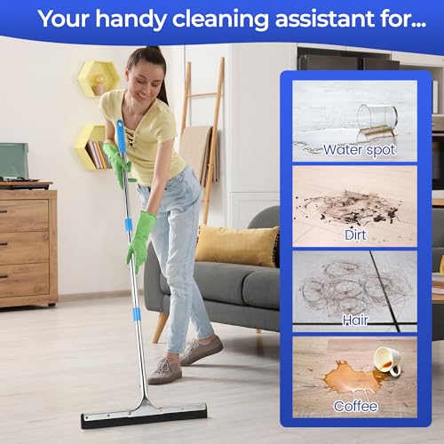 Aodaer Large Floor Squeegee with 62‘’ Adjustable Stainless Steel Handle