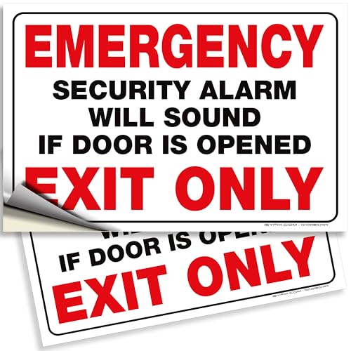 iSYFIX Emergency Exit Only Stickers, 10x7 Inch, 2 Pack, WHITE - color: WHITE