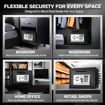 Flexzion Small Drop Safe Box with Digital Keypad, 12 x 8 x 8 in, Black - color: Black, size: Small (0.80 Cubic Feet)