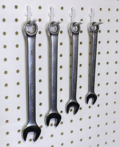 WallPeg Hook Kit - 100 L Pegboard Hooks Tool Storage Garage Organizer Choice B/W (50, White) - color: White