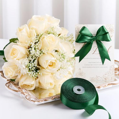 Dark Green Satin Ribbon, 1 Inch, 50 Yards - color: dark green