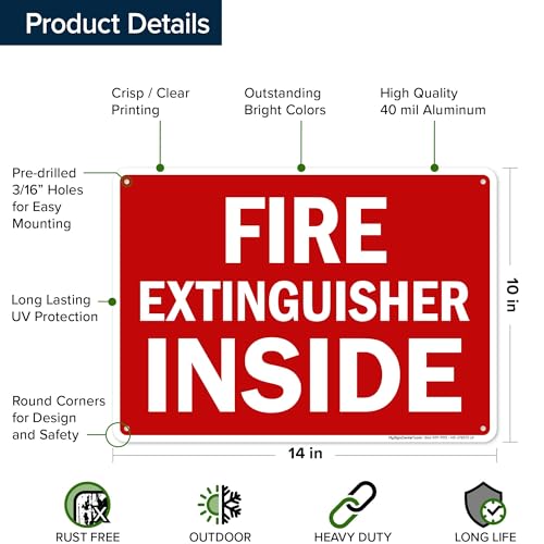 Fire Extinguisher Inside Sign, 10x14 Inches, Rust Free .040 Aluminum, Fade Resistant, Made in USA by My Sign Center - size: 10x14 Aluminum