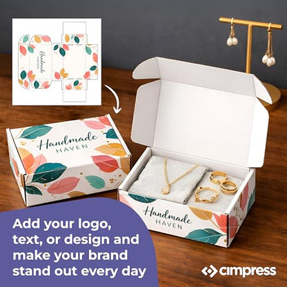 Personalized Mailer Box, Add Logo or Text, 8" x 6" x 3", 12 Pack, White Cardboard Gift Box, Medium Corrugated, Shipping Boxes for Small Business, Custom Packaging, Subscription Box - size: 8" x 6" x 3"