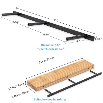 38‘’ Heavy-Duty Hidden Floating Shelf Bracket – 210 LBS Max Load (Mounted on Studs), Floating Mantel Bracket for Fireplace & Wall Shelves, Includes Easy Installation Kit（38 inch Brackets） - size: 38 Inch - With Ease Kit