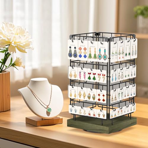 EsLuker.ly Rotating Earring Display Holder Stand for Vendors Selling, Rustic Gray - color: Rustic Gray+Black