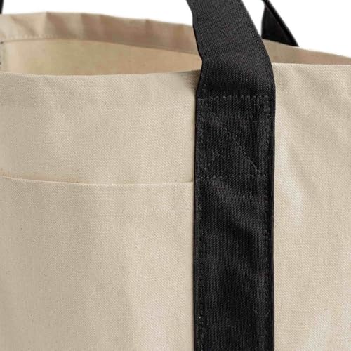 TBF 12 Pack Mini Iconic Canvas Shopping Bags with Gusset – Reusable Eco-Friendly Tote Bags with Handles - color: Black
