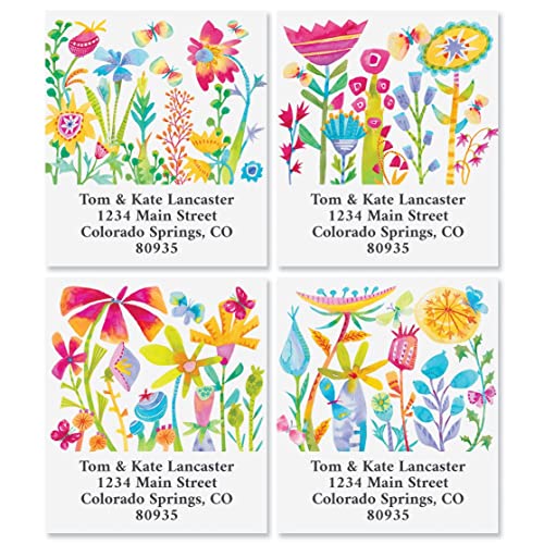 Colorful Images Floral Flutters Return Address Mailing Labels, Personalize with Name & Addresses, Set of 144 Self Adhesive, Easy Peel Flat Label Sheets, 1½” x 1¾”, 1 Design - color: Floral Flutters