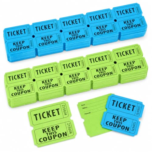 MAQIHAN Raffle Tickets Roll - 50/50 Double Raffle Tickets for Event & Party - color: 800pcs Green & Blue