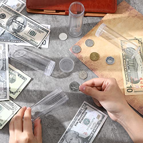 SATINIOR 20 Pcs Half Dollar Coin Tubes Round Clear with Screw on Lid
