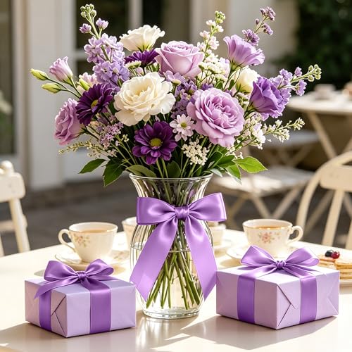 30Yards 1In Lavender Satin Ribbon for Flower Bouquet Wedding Easter Crafts - color: Lavender, size: 1 inch