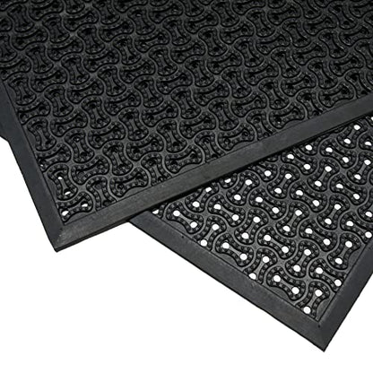 Rubber-Cal Dura-Scraper Drainage Commercial Door Mat - 3/8 in x 2 ft x 3 ft - Black Rubber Doormats - size: 2' x 3' (Rectangular)