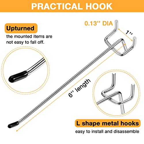 Moxweyeni 100 Pack 6 Inch Pegboard Hooks for Hanging, Pegboard Accessories