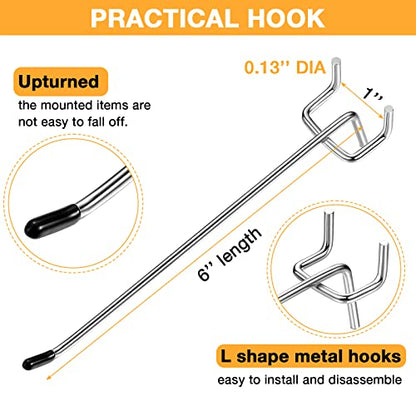 Moxweyeni 100 Pack 6 Inch Pegboard Hooks for Hanging, Pegboard Accessories