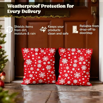 Shop4Mailers Christmas Poly Mailers 10x13 Inch – 100 Pack Snowflake Waterproof Shipping Bags for Small Business, 2 Mil Self-Seal Mailing Envelopes, Durable Red Poly Mailers for Holiday Packaging - size: 100 Pack
