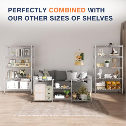 3-Tier Wire Shelf Rack,3-Shelves Metal Storage Rack with Lockable Wheels - size: 3-Tier,24"x14"x22"(WxDxH)