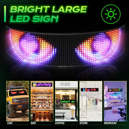 KJOY Huge Bright Programmable LED Sign，23''x5'' Flexible Digital Scrolling LED Display, Bluetooth APP Control Custom Text Pattern Animation LED Store Signs for Car Business Hotel School - size: 23"x5"-1PCS
