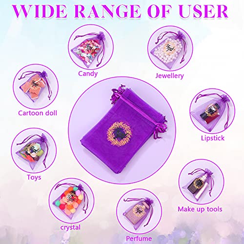 Shappy 100 Pcs 4x6 Inch Purple Organza Bags, Thank You Drawstring Gift Bags - color: Dark Purple, size: 1 Count (Pack of 100)