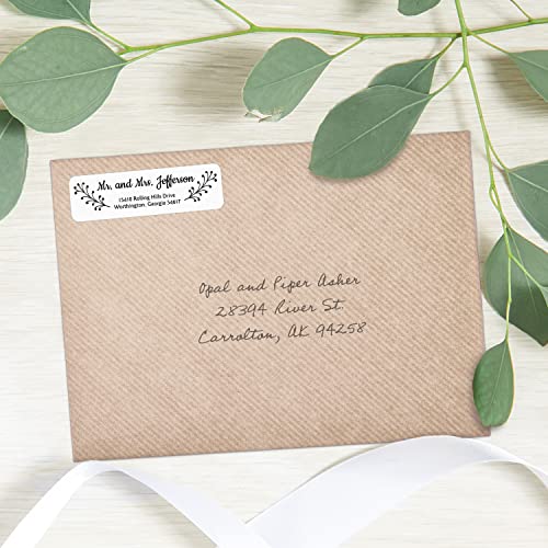 Modern Black and White Rolled Address Labels / 500 Personalized Return Address Labels/Designer Address Stickers in Elegant Plastic Dispenser - size: 500 Labels, style: Modern Black and White