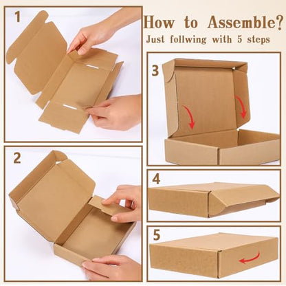 50 Pack Small Shipping Boxes, Corrugated Cardboard Boxes, Brown