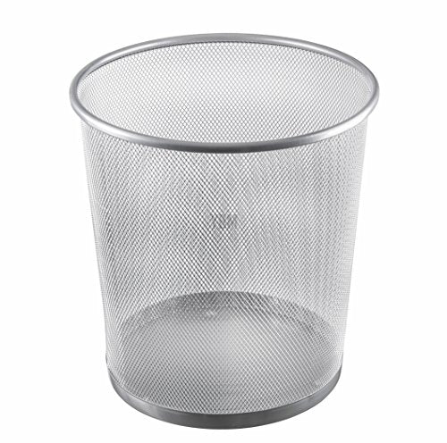 YBM Home Mesh Wastebasket Trash Can for Home and Office Workspace, Metal Office Trash Can Round-Shaped - 4.75 Gallon, 2485 - color: Silver