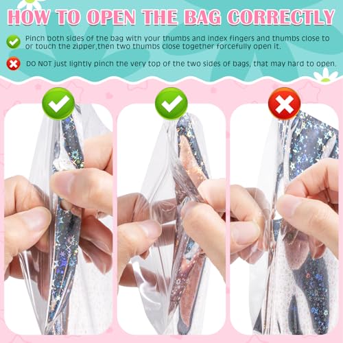 FUNFERY Star Pattern Clear Window Smell Proof 6.3x9.4 Holographic Bags - color: Holographic Star-50P, size: 6.3x9.4 inch