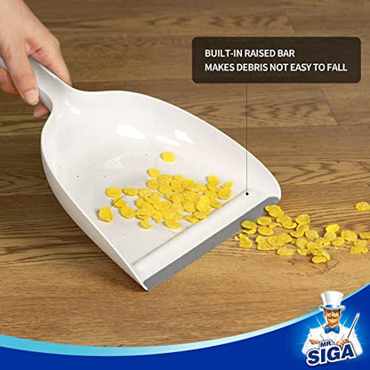 MR.SIGA Dustpan and Brush Set, Bamboo Handle, White, 1 Set - color: White