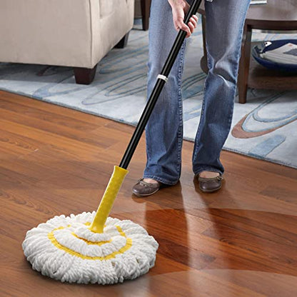 Self-Wringing Twist Mop with 1 Extra Refill, 57" Long Handle, Yellow - color: Yellow (1 Handle & 2 Mop Heads)