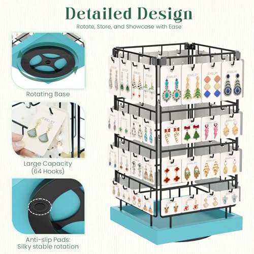 EsLuker.ly Rotating Earring Display Holder Stand for Vendors Selling, Blue - color: Blue+Black