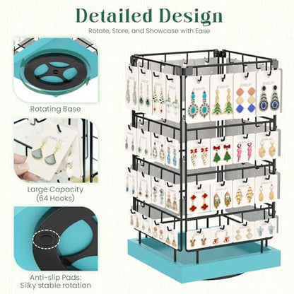 EsLuker.ly Rotating Earring Display Holder Stand for Vendors Selling, Blue - color: Blue+Black