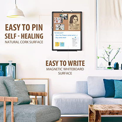 Maxtek Black Whiteboard and Cork Board Combo 24 x 18 in, Wall Mounted - size: 18" x 24"