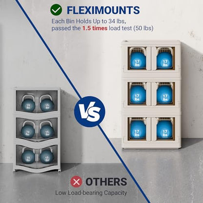 FLEXIMOUNTS 110 QT Stackable Plastic Storage Bins With Lids, Milky White - color: Milky White, size: 37 Qt-3 Pack