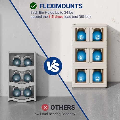 FLEXIMOUNTS 150 QT Stackable Plastic Storage Bins With Lids, Milky White - color: Milky White, size: 37 Qt-4 Pack