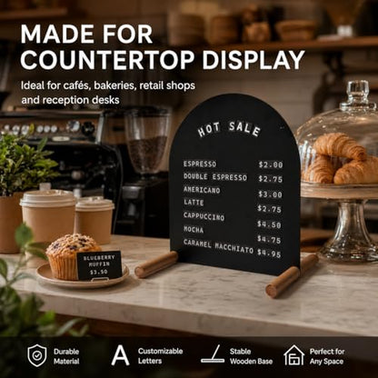 Tabletop Menu Display Stand with Magnetic Letters and Writable Board - size: A5 Horizontal (11 × 6.7 in)